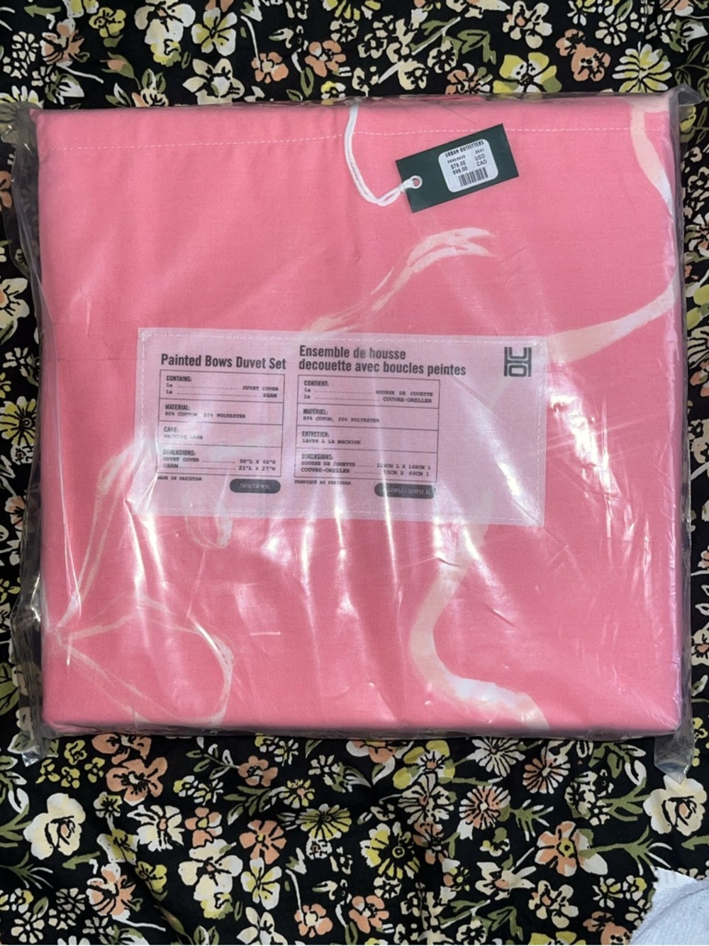Urban Outfitters UO HOME Painted Bows Pink Duvet Set TWIN XL NEW NWT